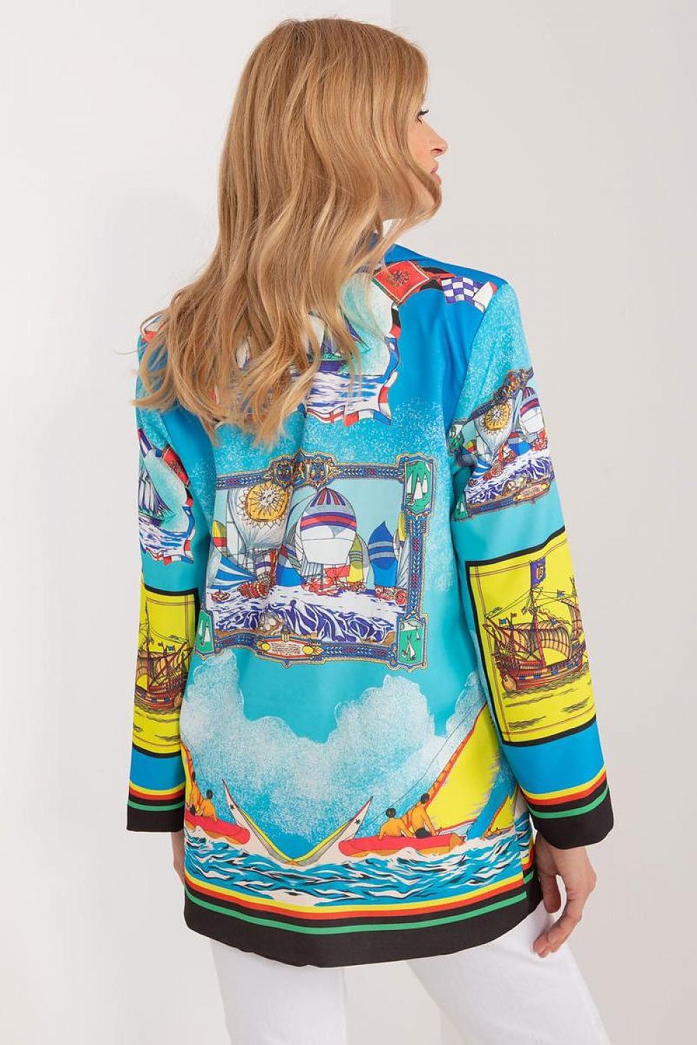 Floral Jacket Italy Moda Denim-Look Blazer