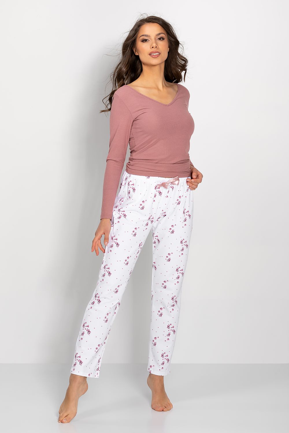 Momenti Per Me Printed Blouse and Pants Pyjama Set pink