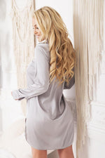 Kalimo Men's Shirt-Style Satin Nightshirt for Women