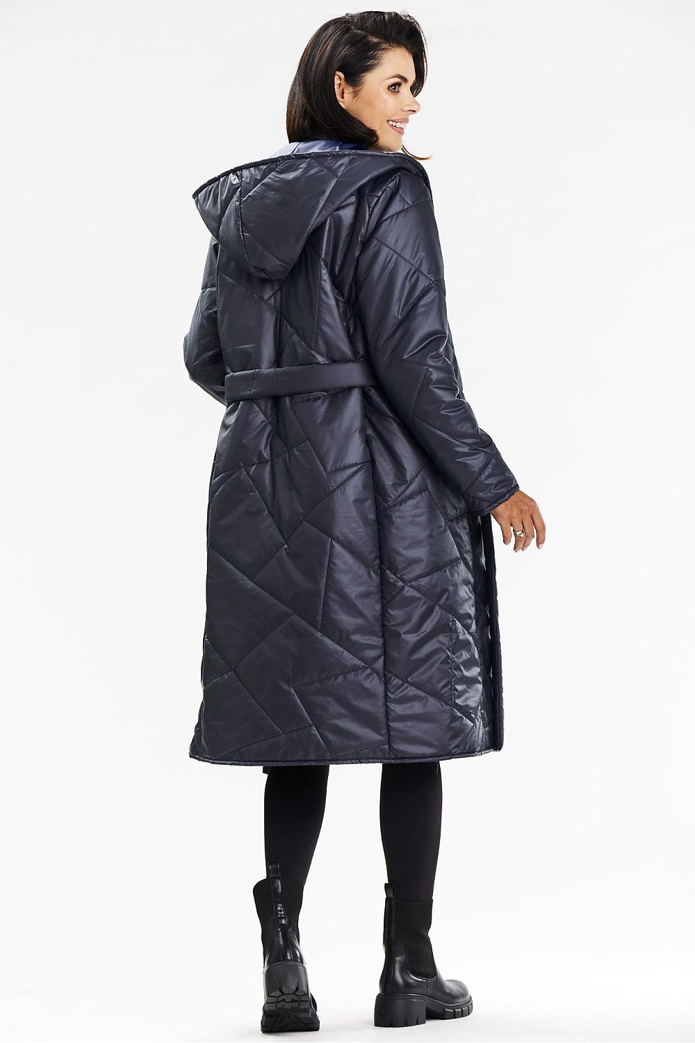 Awama Long Hooded Quilted Coat