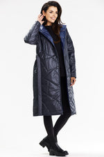 Awama Long Hooded Quilted Coat
