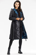 Awama Long Hooded Quilted Coat