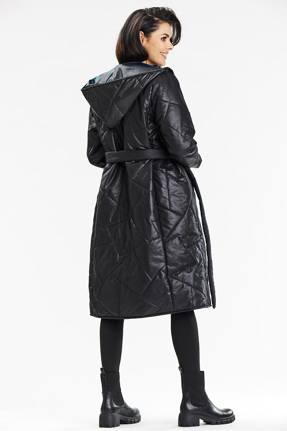 Awama Long Hooded Quilted Coat