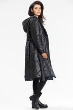 Awama Long Hooded Quilted Coat
