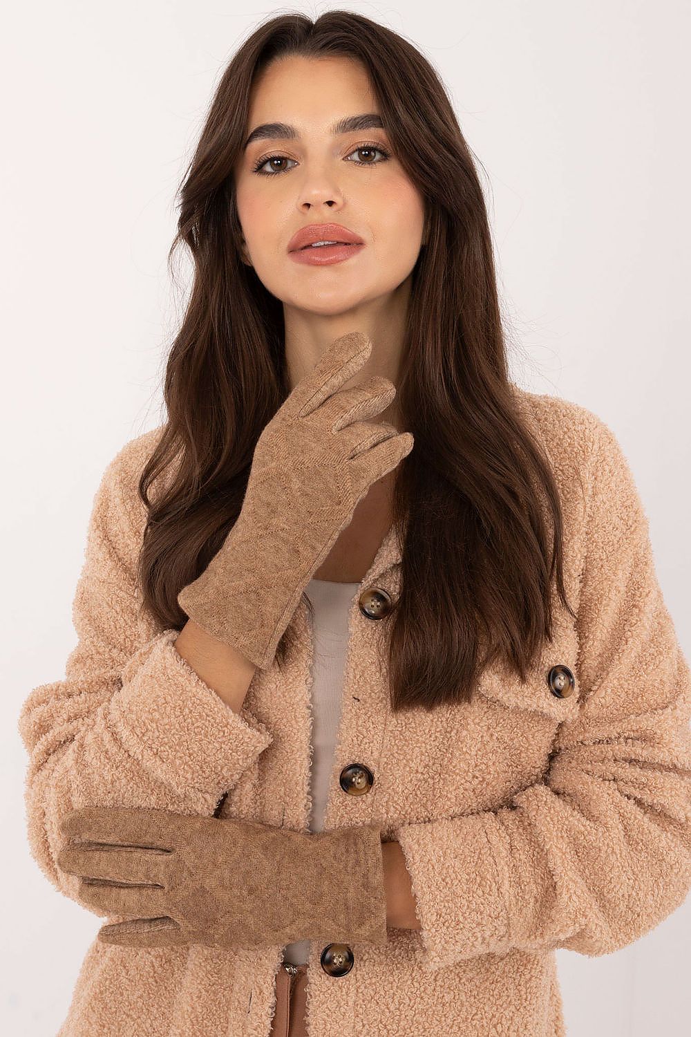 AT Patterned Insulated Touch Gloves brown