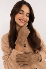 AT Button-Slit Insulated Gloves brown