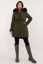Factory Price Fur Hooded Quilted Coat green