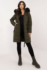 Factory Price Fur Collar Long Parker Coat green