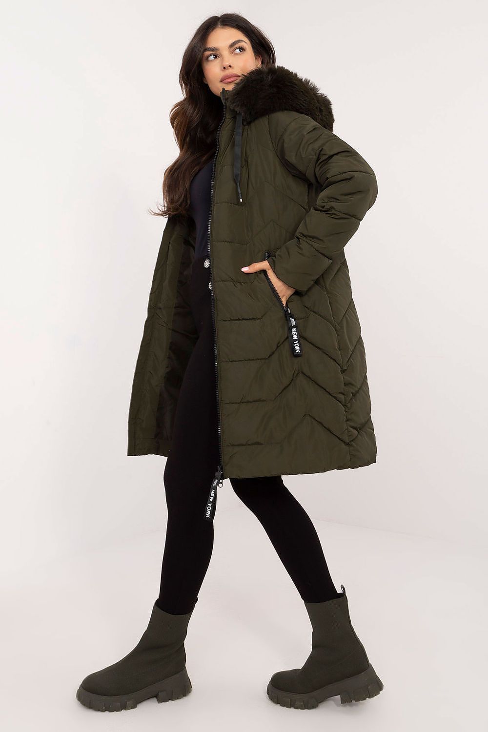 Factory Price Fur Collar Long Parker Coat