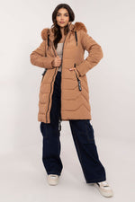 Factory Price Fur Collar Long Parker Coat brown