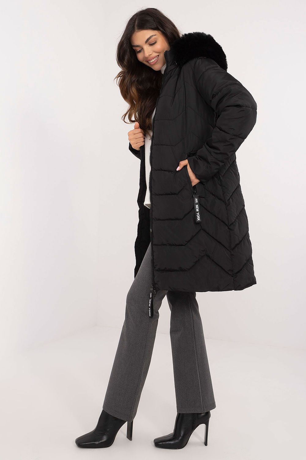Factory Price Fur Collar Long Parker Coat