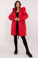 Factory Price Fur Collar Long Parker Coat red