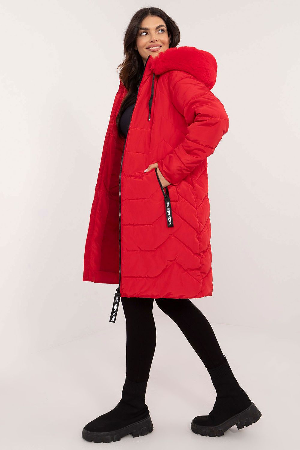 Factory Price Fur Collar Long Parker Coat