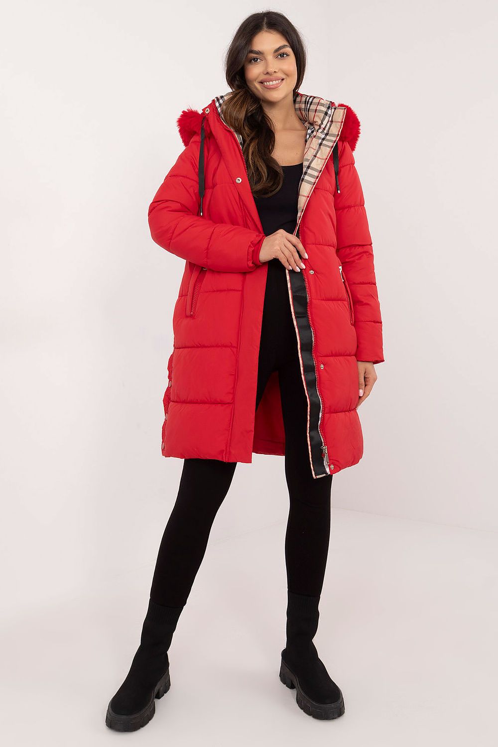 Factory Price Quilted Winter Coat red