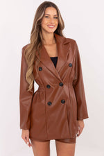 Italy Moda Eco-Leather Blazer Jacket brown 2