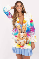 Floral Jacket Italy Moda Denim-Look Blazer beige 5 one-size-fits-all