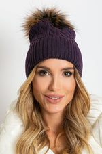 AT Fluffy Pompom Winter Cap violet one-size-fits-all