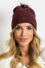 AT Fluffy Pompom Winter Cap red one-size-fits-all
