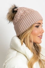 AT Fluffy Pompom Winter Cap
