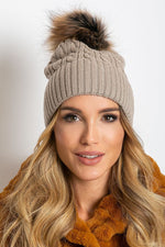 AT Fluffy Pompom Winter Cap beige one-size-fits-all