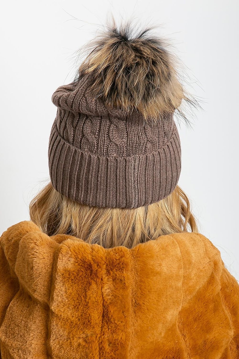 AT Fluffy Pompom Winter Cap