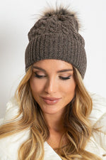 AT Fluffy Pompom Winter Cap brown 2 one-size-fits-all
