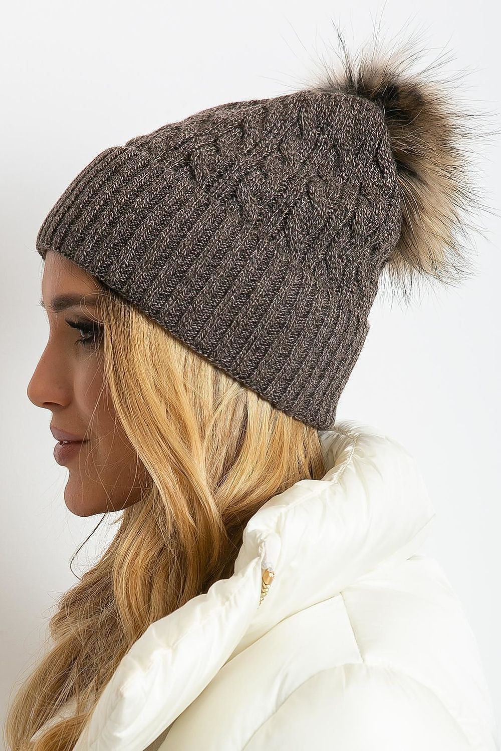 AT Fluffy Pompom Winter Cap