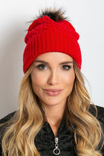 AT Fluffy Pompom Winter Cap red 2 one-size-fits-all