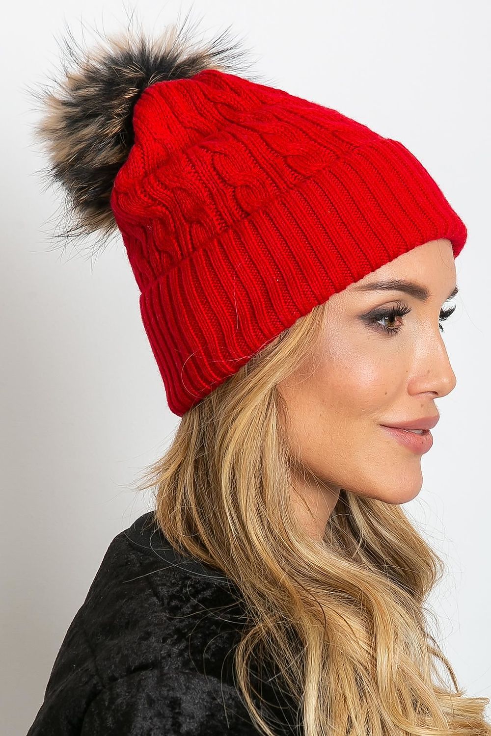 AT Fluffy Pompom Winter Cap