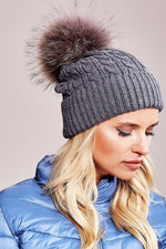AT Fluffy Pompom Winter Cap