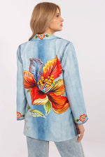 Floral Jacket Italy Moda Denim-Look Blazer