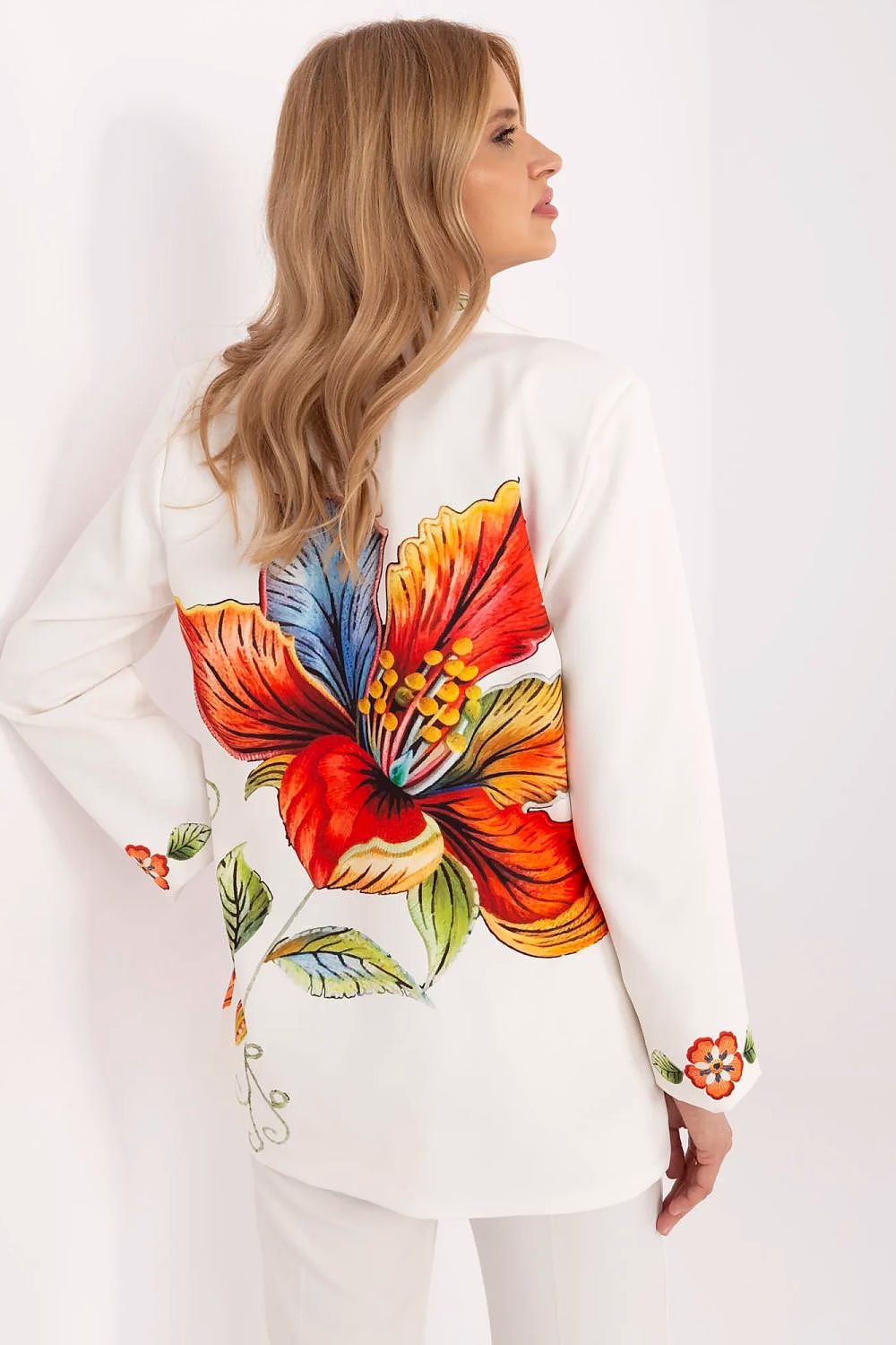 Floral Jacket Italy Moda Denim-Look Blazer