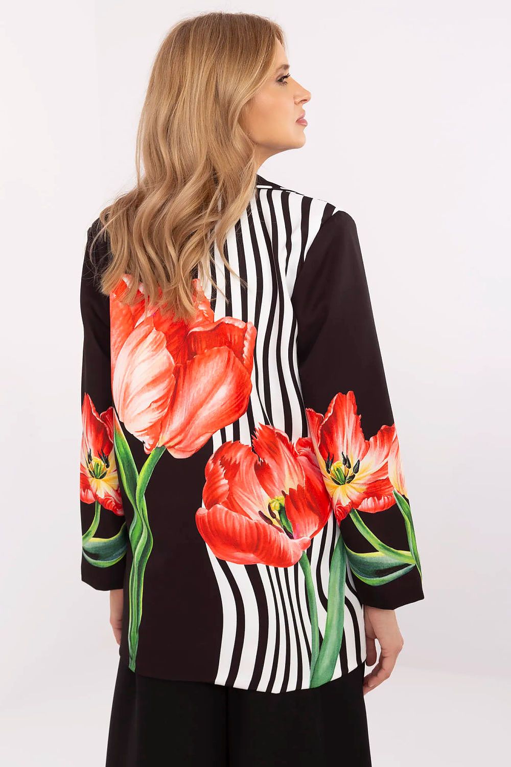 Floral Jacket Italy Moda Denim-Look Blazer