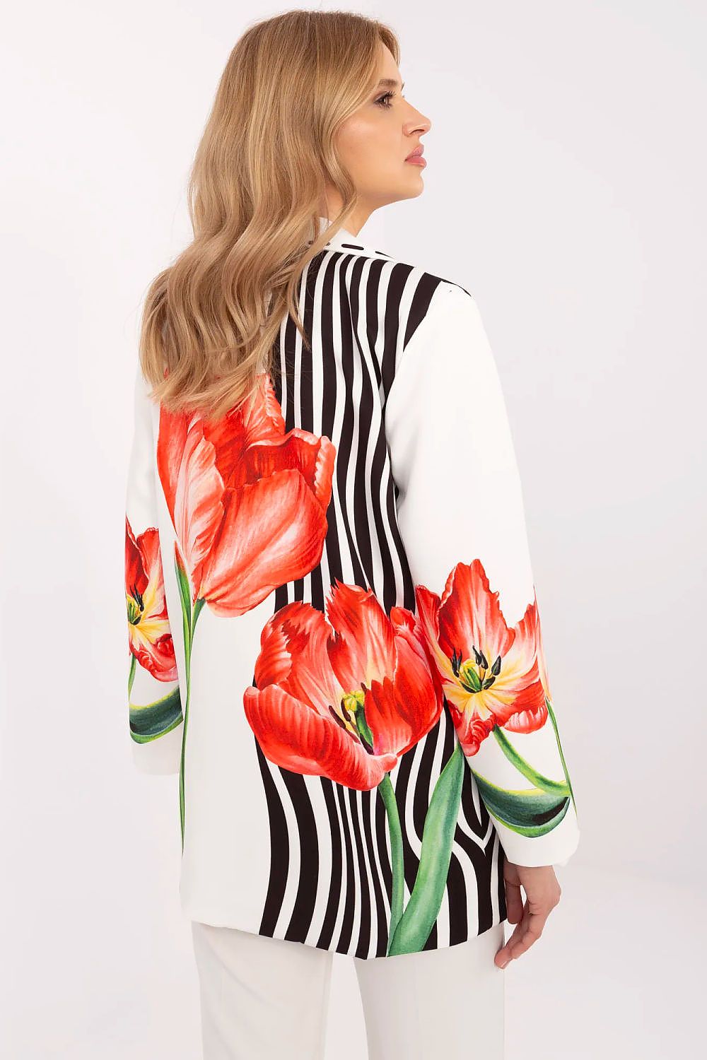 Floral Jacket Italy Moda Denim-Look Blazer