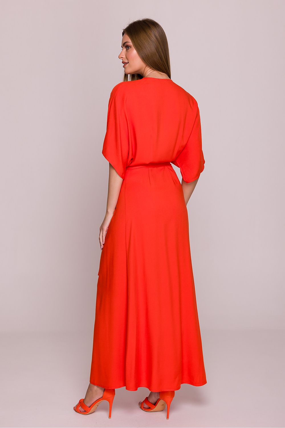 Stylove Viscose Satin V-Neck Flared Day Dress - Sensual Summer Radiance