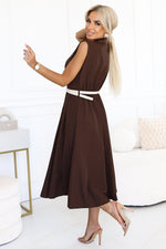 Numoco Midi Flared Sleeveless Dress with Belt