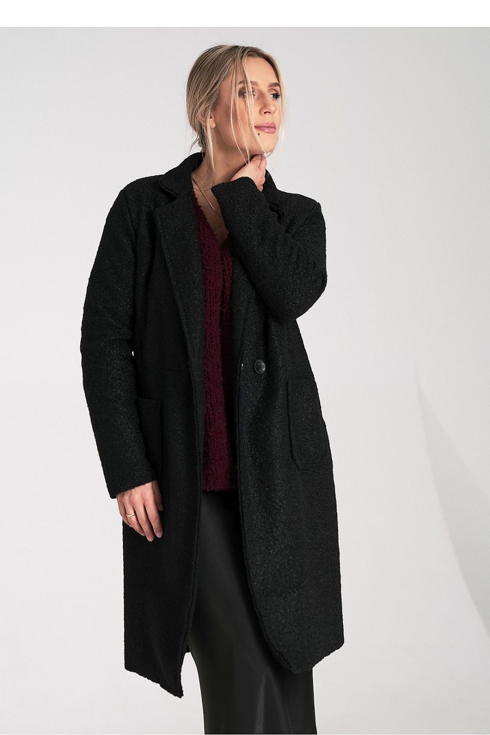Figl Belted Wrap Midi Coat Black black one-size-fits-all