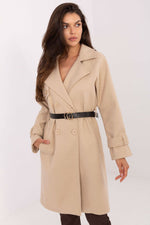 Rue Paris Long Belted Coat beige one-size-fits-all