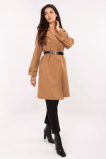 Rue Paris Long Belted Coat brown one-size-fits-all