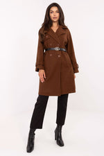 Rue Paris Long Belted Coat brown 2 one-size-fits-all