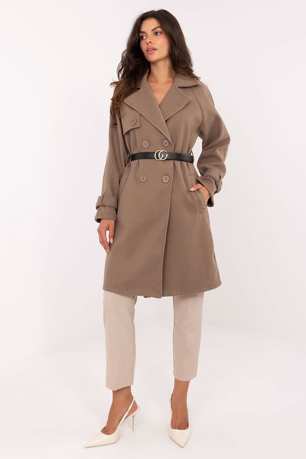Rue Paris Long Belted Coat beige 2 one-size-fits-all