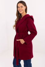 Rue Paris Hooded Belted Knit Coat