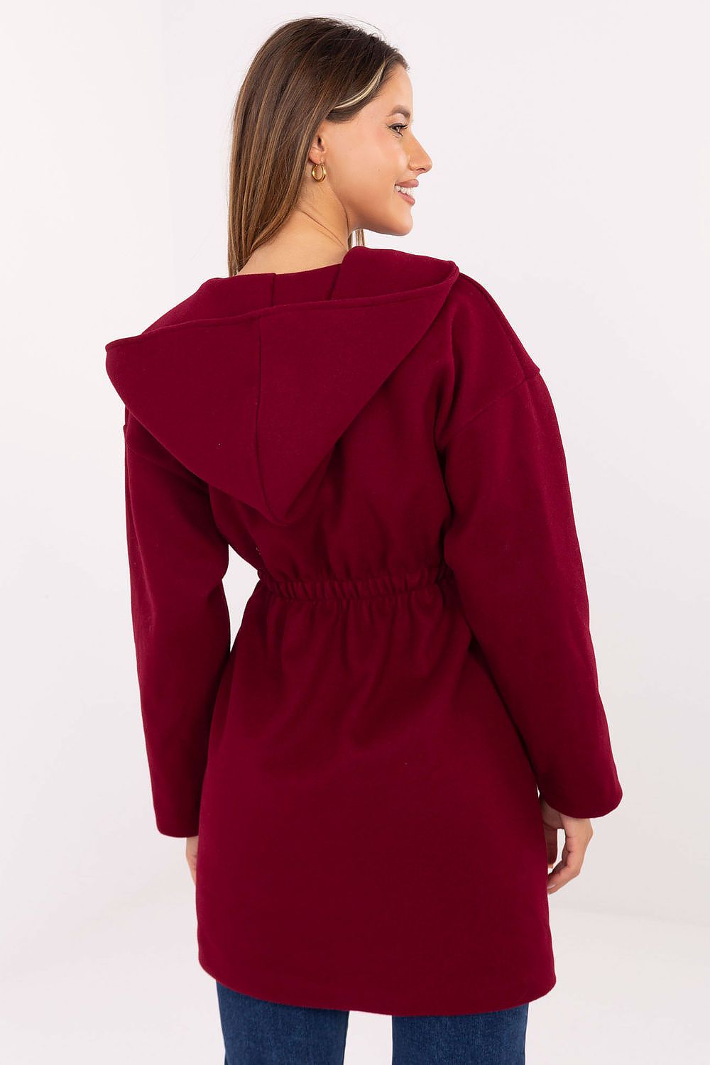 Rue Paris Hooded Belted Knit Coat