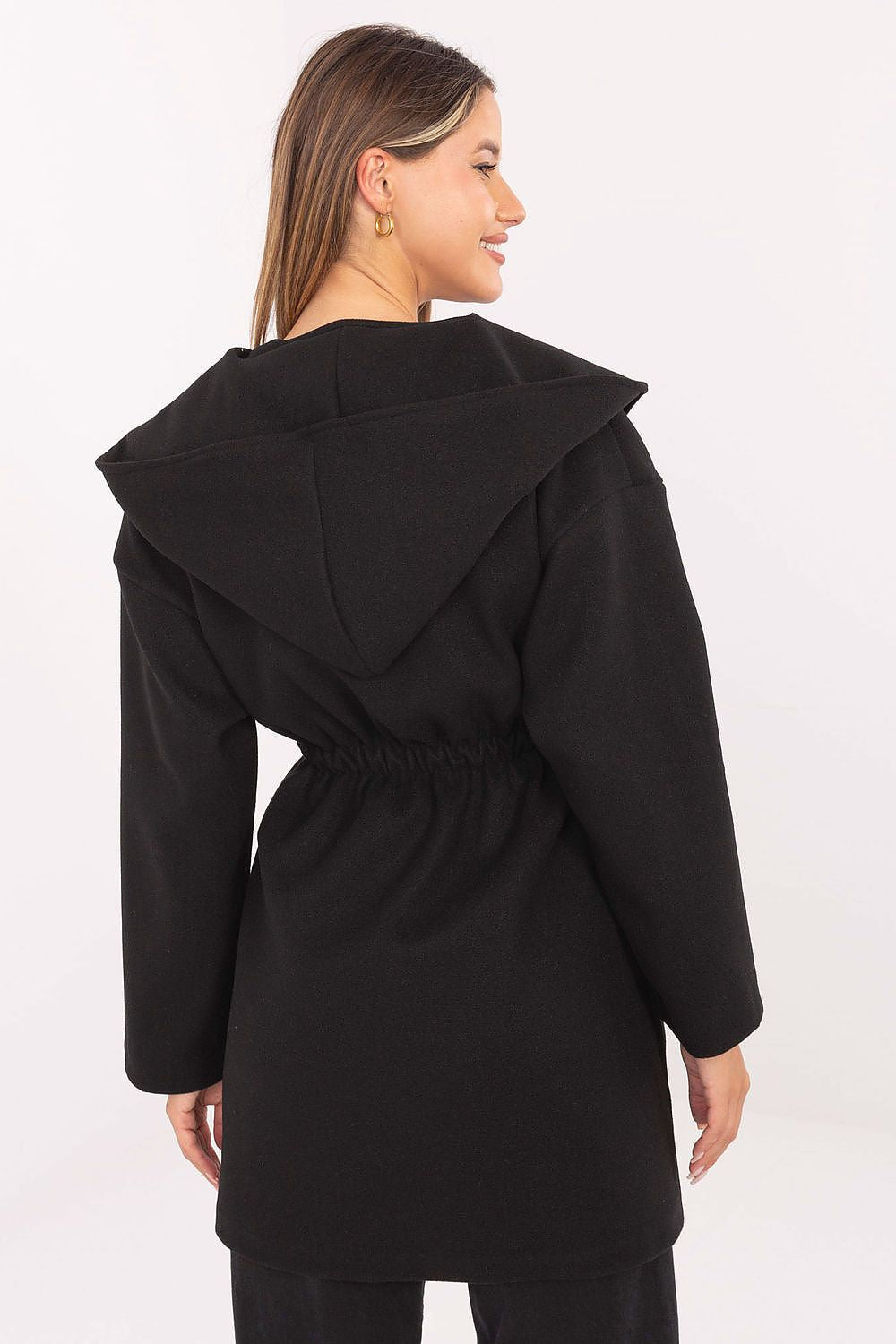 Rue Paris Hooded Belted Knit Coat