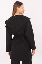 Rue Paris Hooded Belted Knit Coat