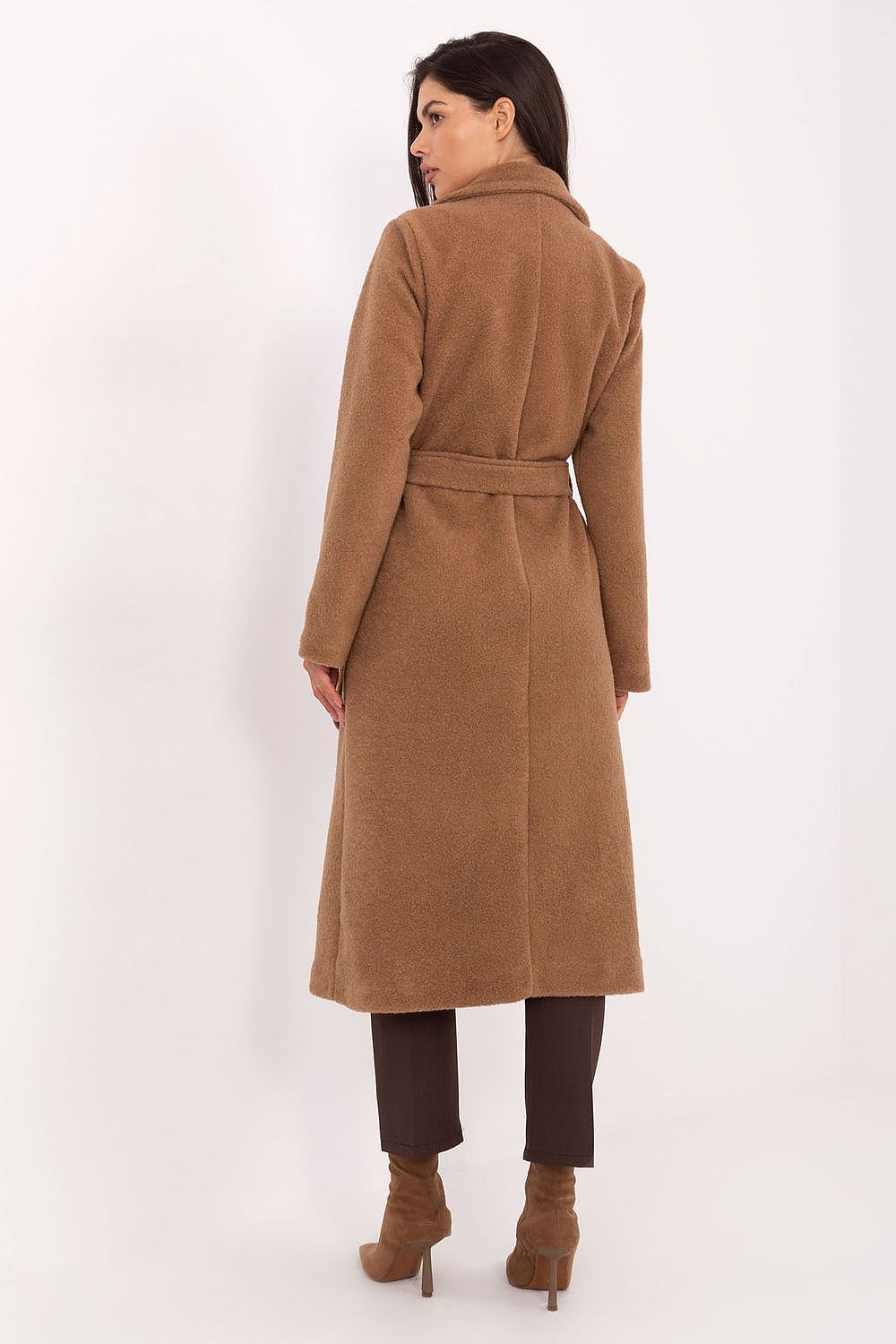 Factory Price Long Boucle Lapel Coat
