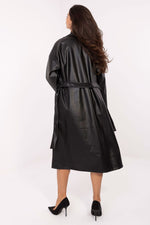 Rue Paris Knee-Length Belted Leather Coat