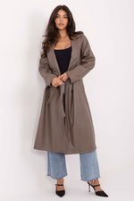 Rue Paris Knee-Length Belted Leather Coat beige one-size-fits-all