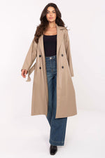 Rue Paris Knee-Length Belted Leather Coat beige 2 one-size-fits-all