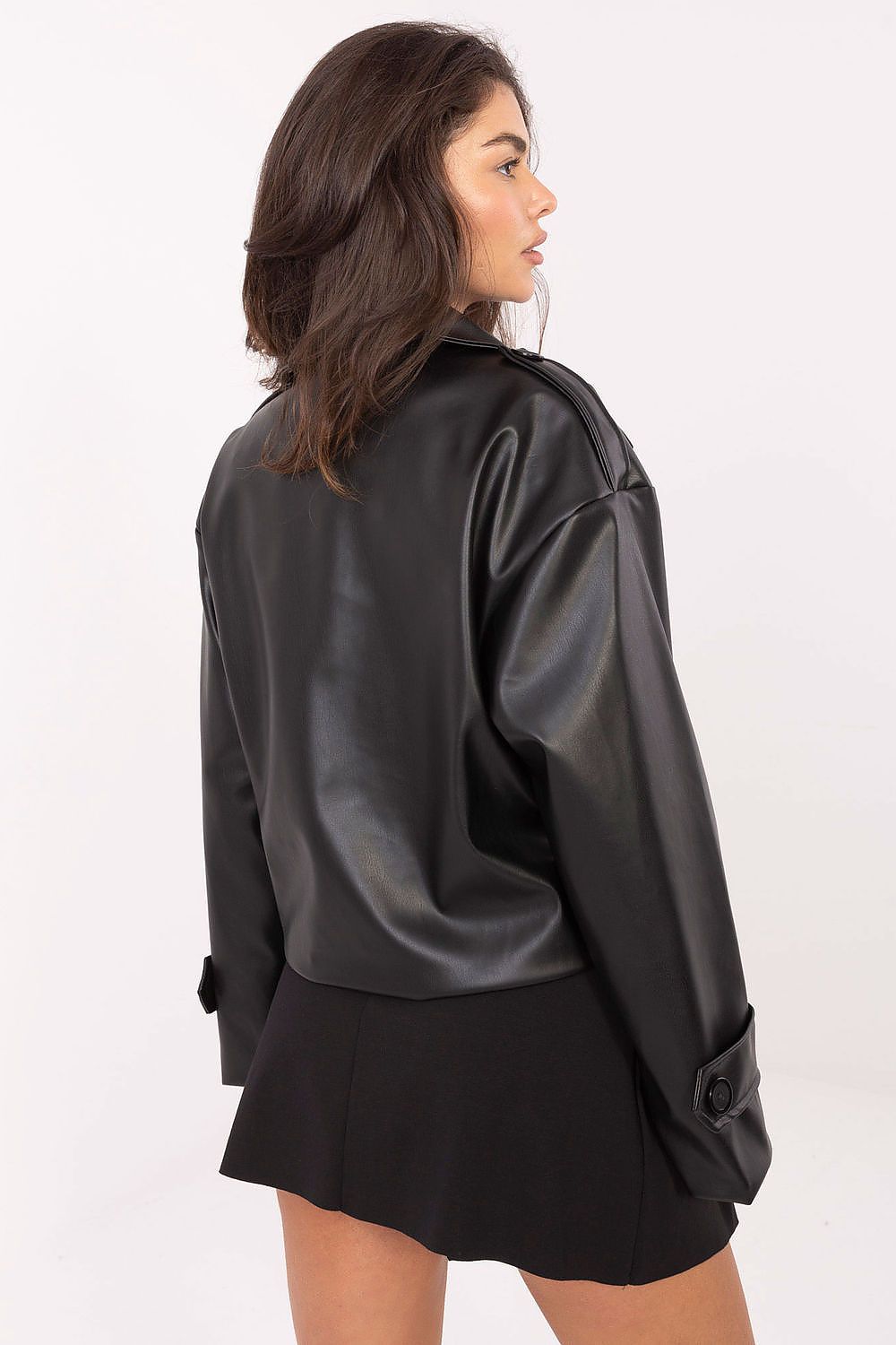 Rue Paris Short Eco-Leather Trench Coat